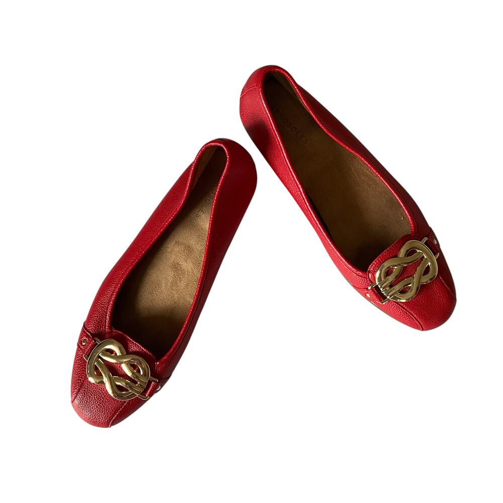 Aerosoles Red Leather Slip-On Flats: Y2K, Modern
